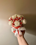 Strawberry Peony Bliss – Handmade Candle Bouquet
